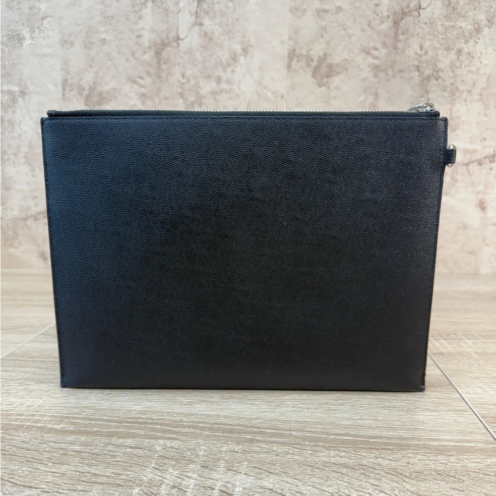 Saint Laurent YSL Black zippy Leather clutch Pouch